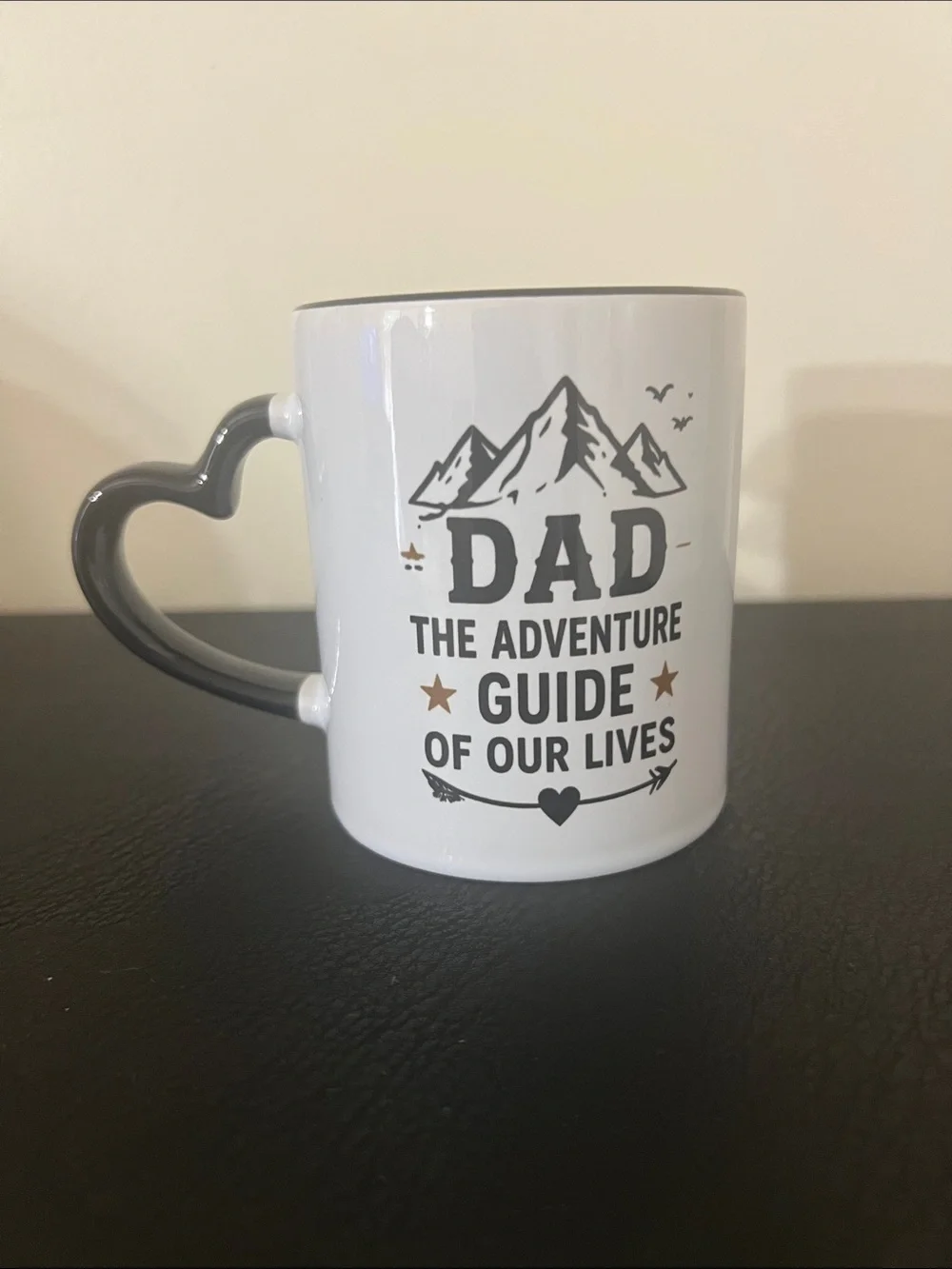 Dad The Adventure Guide of Our Lives White Ceramic Mug with Black Accents
